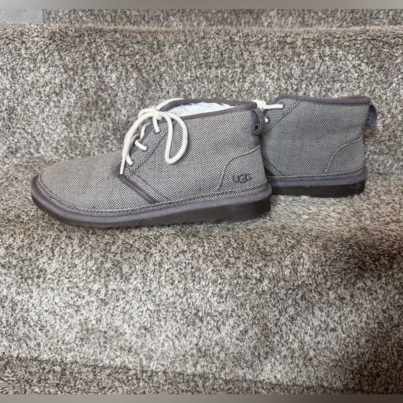 UGG Neumel Men’s Gray Fur Lined Lace Up Chukka Boot Size 9 - Picture 3 of 8
